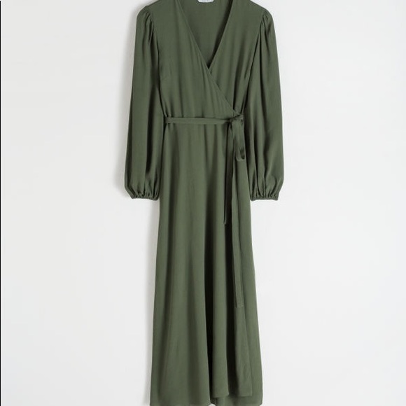 New army green wrap dress - Picture 2 of 2